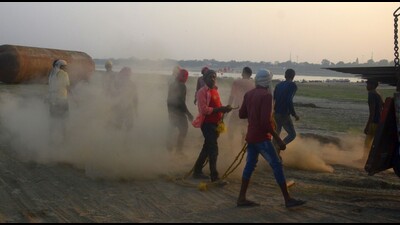 Preparations for Magh Mela-2023 under way on Sangam banks in Prayagraj where Mahakumbh will be held in 2025. (HT photo) Preparations for Magh Mela-2023 under way on Sangam banks in Prayagraj where Mahakumbh will be held in 2025. (HT photo)