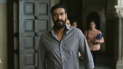 Ajay Devgn in still from Drishyam 2. Ajay Devgn in still from Drishyam 2.