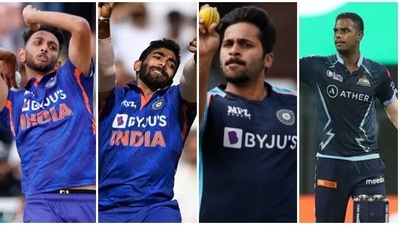 India pacers Prasidh Krishna, Jasprit Bumrah, Shardul Thakur, and Yash Dayal