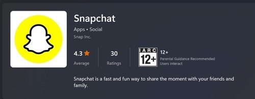 Snapchat app on Microsoft store. (Microsoft store) Snapchat app on Microsoft store. (Microsoft store)