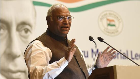 Congress president Mallikarjun Kharge. (HT photo) Congress president Mallikarjun Kharge. (HT photo)