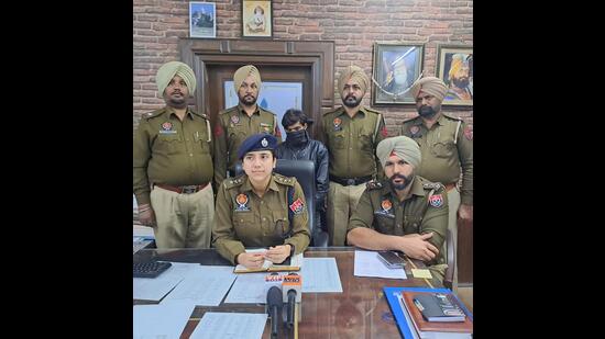 The kidnapping accused in Mohali police custody on Monday.