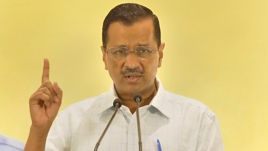  Delhi Chief Minister and Aam Aadmi Party (AAP) Convener Arvind Kejriwal addresses a press conference for the upcoming Gujarat Assembly elections, in Surat, Monday, Nov. 28, 2022. (PTI)