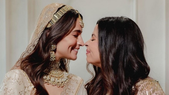 Alia Bhatt wished sister Shaheen Bhatt on her birthday with pictures from her wedding with Ranbir Kapoor.