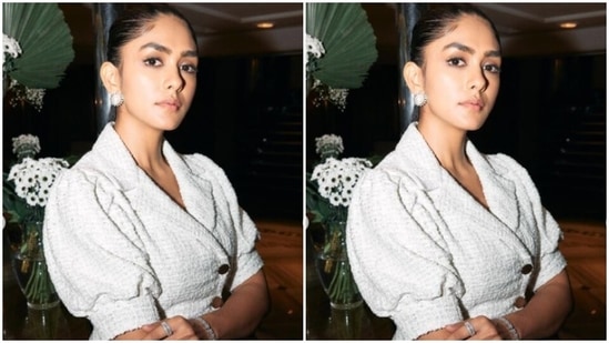 Styled by fashion stylist Sheefa J Gilani, Mrunal wore her hair in a clean ponytail as she posed for the indoor shoot.  (Instagram/@mrunalthakur)