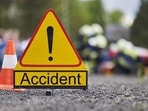 Son tries to speed car to reach hospital as father has a heart attack but crashes and falls into a ditch in Greater Noida. Son tries to speed car to reach hospital as father has a heart attack but crashes and falls into a ditch in Greater Noida.
