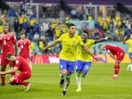Brazil's Casemiro, center, celebrates after scoring his side's opening goal during the World Cup group G soccer match between Brazil and Switzerland(AP) Brazil's Casemiro, center, celebrates after scoring his side's opening goal during the World Cup group G soccer match between Brazil and Switzerland(AP)