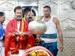 Rahul Gandhi offered prayers at Shree Mahakaleshwar Temple in Ujjain. Rahul Gandhi offered prayers at Shree Mahakaleshwar Temple in Ujjain.