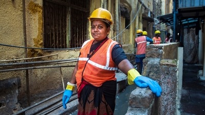 Laxmi Kunchikorve, 41, during the special cleanliness drive in Mumbai, on November 25. "It's part of our special drive initiated by Mumbai's guardian minister. The drive called Majhi Mumbai, Swachh Mumbai is taken up across Mumbai. These lanes are mainly located in the B, C and D ward of Mumbai," Bharat Torne, SWM chief engineer, told HT. (Satish Bate / HT Photo) Laxmi Kunchikorve, 41, during the special cleanliness drive in Mumbai, on November 25. "It's part of our special drive initiated by Mumbai's guardian minister. The drive called Majhi Mumbai, Swachh Mumbai is taken up across Mumbai. These lanes are mainly located in the B, C and D ward of Mumbai," Bharat Torne, SWM chief engineer, told HT. (Satish Bate / HT Photo)