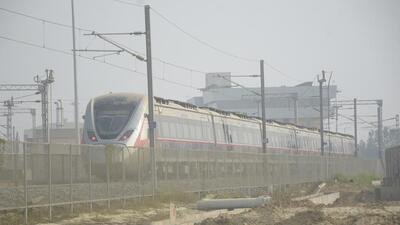 Rapid rail train standing at Duhai Rapid Rail Station in Ghaziabad on Tuesday. (Sakib Ali/HT Photo) Rapid rail train standing at Duhai Rapid Rail Station in Ghaziabad on Tuesday. (Sakib Ali/HT Photo)