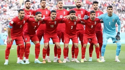 FIFA World Cup: Iran team players pose for a photo ahead of their match. FIFA World Cup: Iran team players pose for a photo ahead of their match.