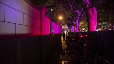 Covid Protests In China: Barricades erected on a street joining Wulumuqi Road, a site of earlier protests, in Shanghai, China. (Bloomberg) Covid Protests In China: Barricades erected on a street joining Wulumuqi Road, a site of earlier protests, in Shanghai, China. (Bloomberg)