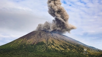 El Salvador: Smoke rises from San Miguel volcano, locally known as Chaparrastique, near San Miguel, El Salvado. (Reuters)
