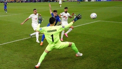 Christian Pulisic scores as USA beat Iran in the FIFA World Cup 2022. (Pool via REUTERS)