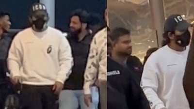 Allu Arjun at an airport. Allu Arjun at an airport.