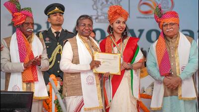 President Droupadi Murmu at the 18th convocation of the National Institute of Technology in Kurukshetra on Tuesday. (PTI Photo) President Droupadi Murmu at the 18th convocation of the National Institute of Technology in Kurukshetra on Tuesday. (PTI Photo)