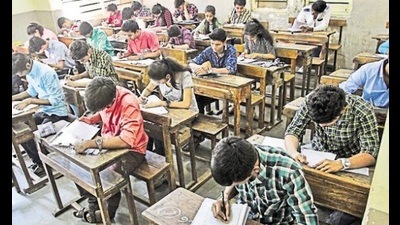 First and third semester law students appeared for exams on Tuesday (HT Photo)