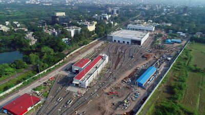 The work of the Range Hill Metro car depot has been completed and trial run was conducted from the depot to Range Hill Metro Station on Tuesday. (HT PHOTO)