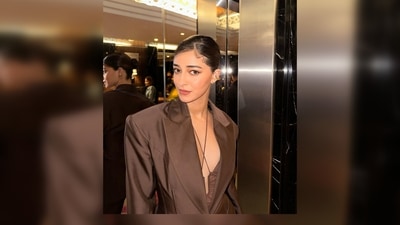 Ananya Panday wore a halter strap, plunging neckline bustier bodysuit underneath to amp up her look. (Instagram/@ananyapanday)
