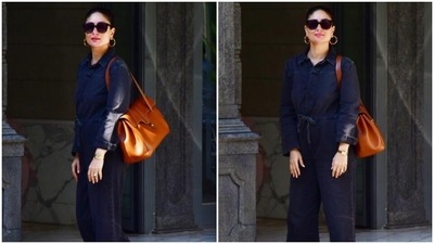 Kareena Kapoor wears a chic denim jumpsuit to visit her dad Randhir Kapoor. (HT Photo/Varinder Chawla) Kareena Kapoor wears a chic denim jumpsuit to visit her dad Randhir Kapoor. (HT Photo/Varinder Chawla)