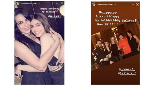 Pooja Bedi shared glimpses from her daughter Alaya F's birthday celebrations via Instagram Stories. Pooja Bedi shared glimpses from her daughter Alaya F's birthday celebrations via Instagram Stories.