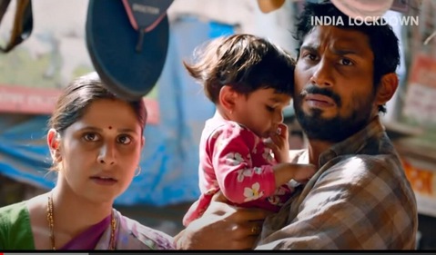 Sai Tamhankar and Prateik Babbar in a still from Madhur Bhandarkar's India Lockdown.