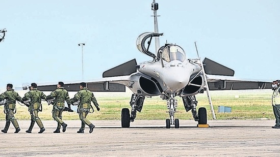 IAF pilots after flying the first batch of five Rafale aircraft during its induction ceremony, in Ambala, Haryana, on Sept. 10, 2020. (Representational iamge)