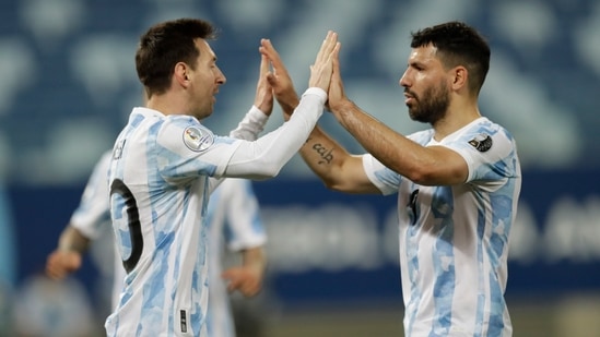 Lionel Messi and Sergio Aguero celebrate a goal for Argentina.(AP/File Photo)