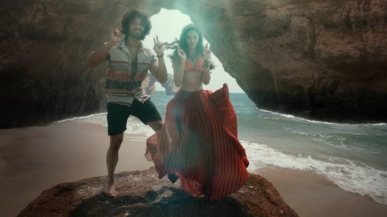 Vijay Deverakonda and Ananya Panday in a still from Liger song Aafat.