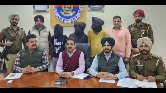 The accused in Special Task Force custody on Tuesday. (HT Photo)