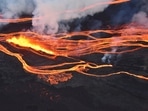 An aerial view of Mauna Loa's eruption captured during an overflight of the Northeast Rift Zone on November 28, 2022. The world's largest active volcano, located in Hawaii, burst into life for the first time in 40 years, spewing lava and hot ash in a spectacular display of nature's fury.(USGS/Civil Air Patrol/ REUTERS)