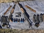 Arms and ammunition recovered in Nabana, Surankote area of Poonch district in a joint search operation of Romeo force and Jammu and Kashmir.(ANI) Arms and ammunition recovered in Nabana, Surankote area of Poonch district in a joint search operation of Romeo force and Jammu and Kashmir.(ANI)