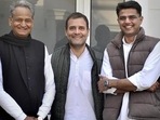 Congress leader Rahul Gandhi with Rajasthan chief minister Ashok Gehlot (left) and former state party president Sachin Pilot in December 2018. (PTI File Photo) Congress leader Rahul Gandhi with Rajasthan chief minister Ashok Gehlot (left) and former state party president Sachin Pilot in December 2018. (PTI File Photo)