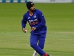 Suryakumar Yadav fields wearing a beanie during the 3rd India vs New Zealand ODI