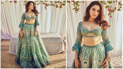 Tamannaah Bhatia has become synonymous with fashion for all her Page 3 looks. From trendy western fits to traditional attire, the Entertainment actor can pull off any look effortlessly like the queen she already is. Her latest Instagram photos in an embellished aqua blue lehenga by Falguni Shane Peacock are worth making headlines. (Instagram/@tamannaahspeaks) Tamannaah Bhatia has become synonymous with fashion for all her Page 3 looks. From trendy western fits to traditional attire, the Entertainment actor can pull off any look effortlessly like the queen she already is. Her latest Instagram photos in an embellished aqua blue lehenga by Falguni Shane Peacock are worth making headlines. (Instagram/@tamannaahspeaks)