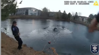 Aurora Illinois Police Department took to Facebook to share the story of them rescuing a woman and a boy from a waterbody. (Facebook/@Aurora Illinois Police Department)