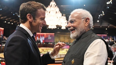 Prime Minister Narendra Modi with French President Emmanuel Macron at G-20 in Bali this month. Prime Minister Narendra Modi with French President Emmanuel Macron at G-20 in Bali this month.