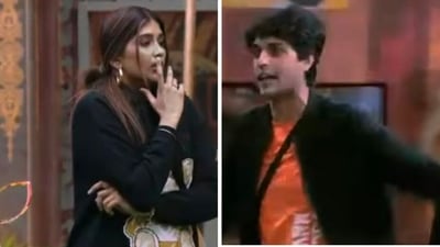 A still from Nimrit Kaur Ahluwalia and Ankit Gupta's fight in Bigg Boss 16. A still from Nimrit Kaur Ahluwalia and Ankit Gupta's fight in Bigg Boss 16.