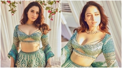 Tamannaah Bhatia's green lehenga is for every bride who wants to ditch red. (Instagram) Tamannaah Bhatia's green lehenga is for every bride who wants to ditch red. (Instagram)