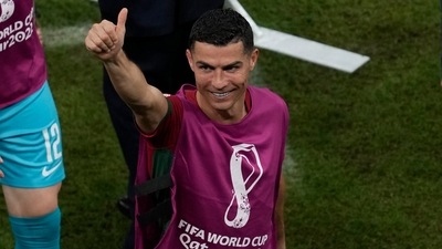 Portugal's Cristiano Ronaldo greets supporters at the end of a World Cup group H match (AP) Portugal's Cristiano Ronaldo greets supporters at the end of a World Cup group H match (AP)