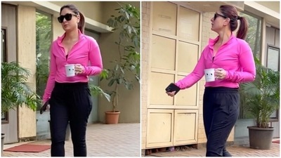 Kareena Kapoor keeps her morning style chic and comfy in jacket and track pants. (Instagram) Kareena Kapoor keeps her morning style chic and comfy in jacket and track pants. (Instagram)