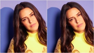 Neha's jumpsuit came with wrapped details and a V-neckline. The neon yellow top featured yellow gloves as well. “Kid gloves,” Neha named them in the caption. (Instagram/@nehadhupia) Neha's jumpsuit came with wrapped details and a V-neckline. The neon yellow top featured yellow gloves as well. “Kid gloves,” Neha named them in the caption. (Instagram/@nehadhupia)