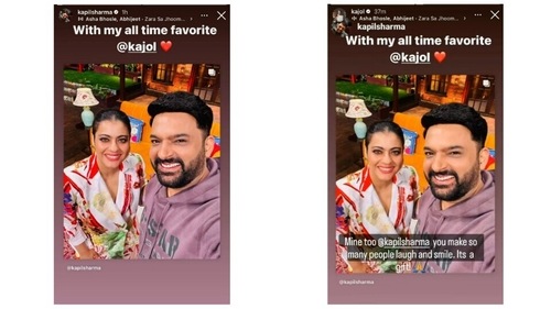 Kapil Sharma shares post with Kajol and vice versa via Instagram Stories. Kapil Sharma shares post with Kajol and vice versa via Instagram Stories.