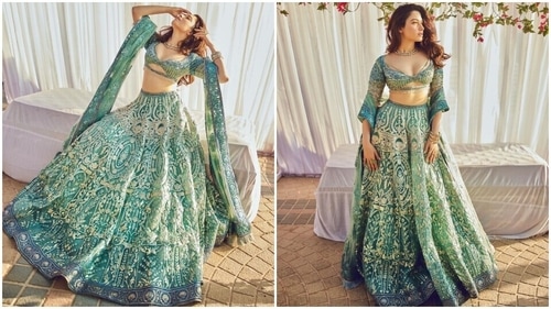 Tamannaah looks gorgeous in a heavily embellished lehenga set. (Instagram) Tamannaah looks gorgeous in a heavily embellished lehenga set. (Instagram)