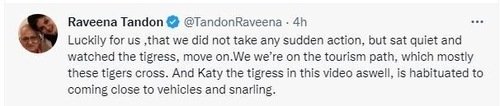 Taking to Twitter, Raveena shared a string of tweets.