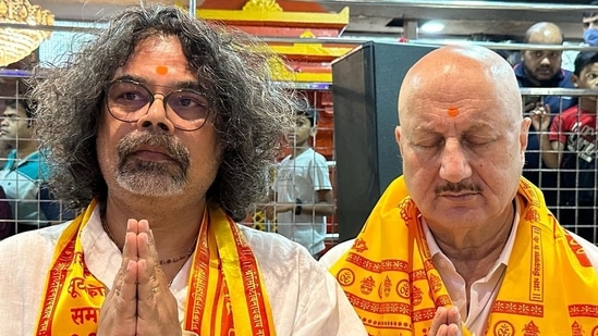 Anupam Kher at the Siddhivinayak Temple in Mumbai.