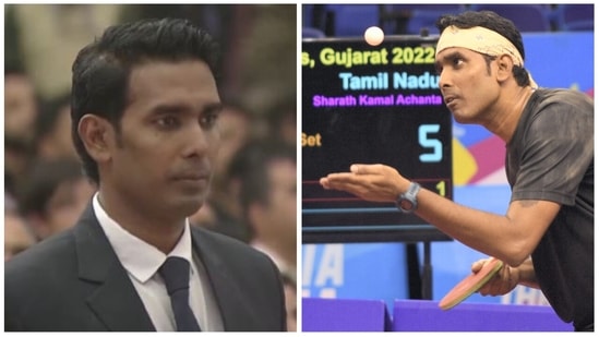 Sharath Kamal said that winning three gold and one silver and receiving the prestigious Major Dhyan Chand Khel Ratna Award in 2022 is the best way to finish the year (PTI-Twitter @PBNS_India)