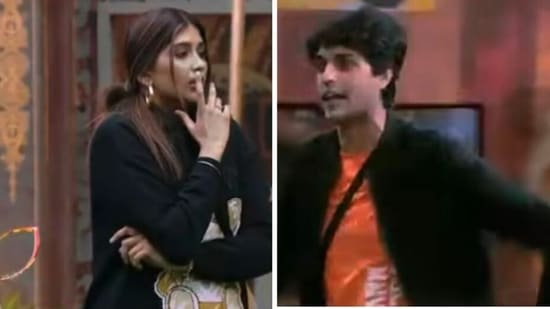 A still from Nimrit Kaur Ahluwalia and Ankit Gupta's fight in Bigg Boss 16.