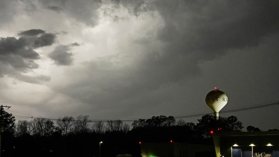 Lightning brightens the evening sky in Jackson, Mississippi.(AP)