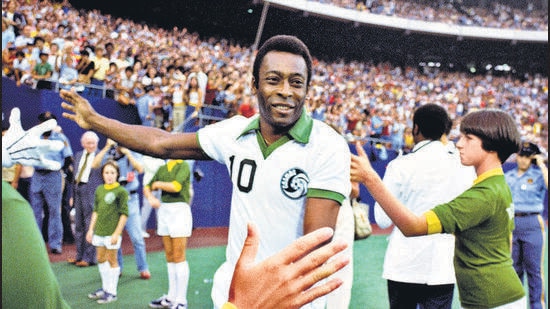 Pelé celebrates after a win with the New York Cosmos in 1978. (Getty Images)